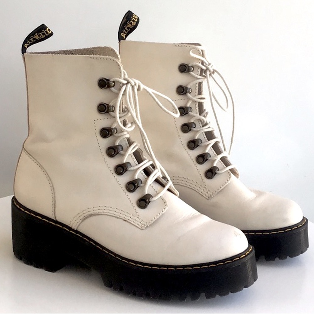 Dr Martens Leona temperley lace up boots in bone
